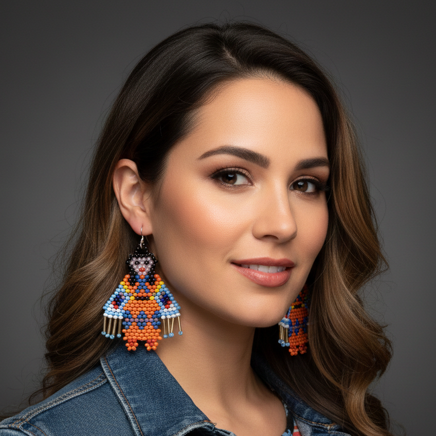 OldTribes™ Poupée Kachina Américaine Femme (ORANGE)