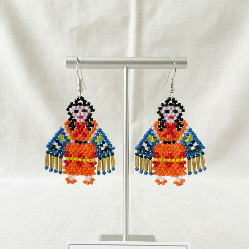 Poupée Kachina Américaine OldTribes™ Fille Femme Orange et Bleue