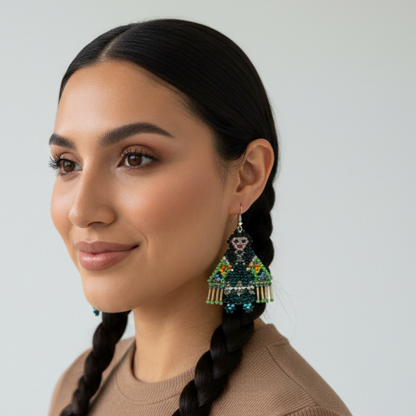 OldTribes™ Poupée Kachina Amérindienne Fille Femme (VERT)