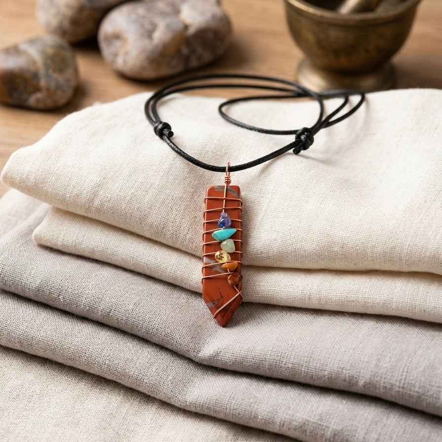 Pendentif unisexe grenat Chakra Épée Naturelle