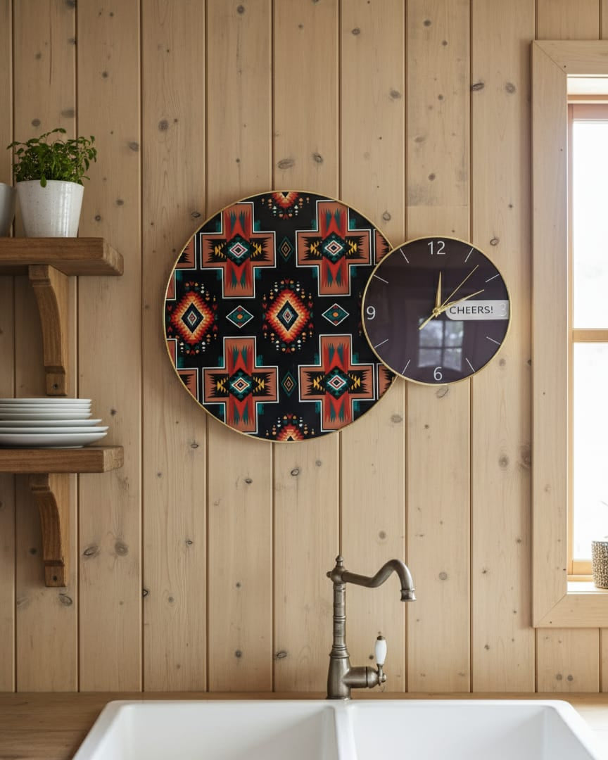 Horloge murale à motif ethnique