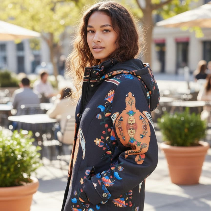 Manteau trois quarts bleu marine Turtle