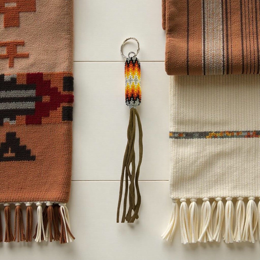 Porte-clés artisanal en perles gris OLDTRIBES™