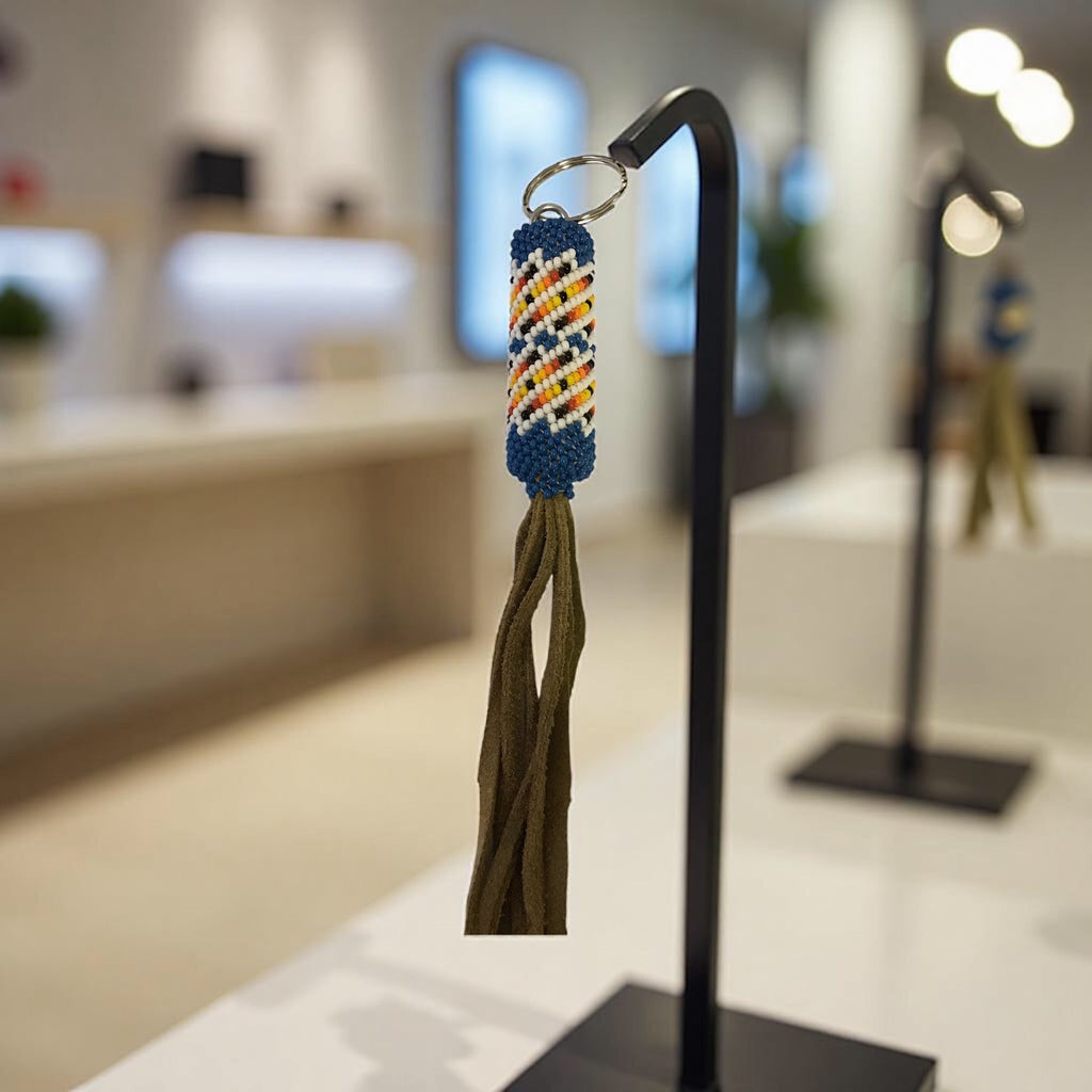 OLDTRIBES™ Porte-clés bleu perlé fait main
