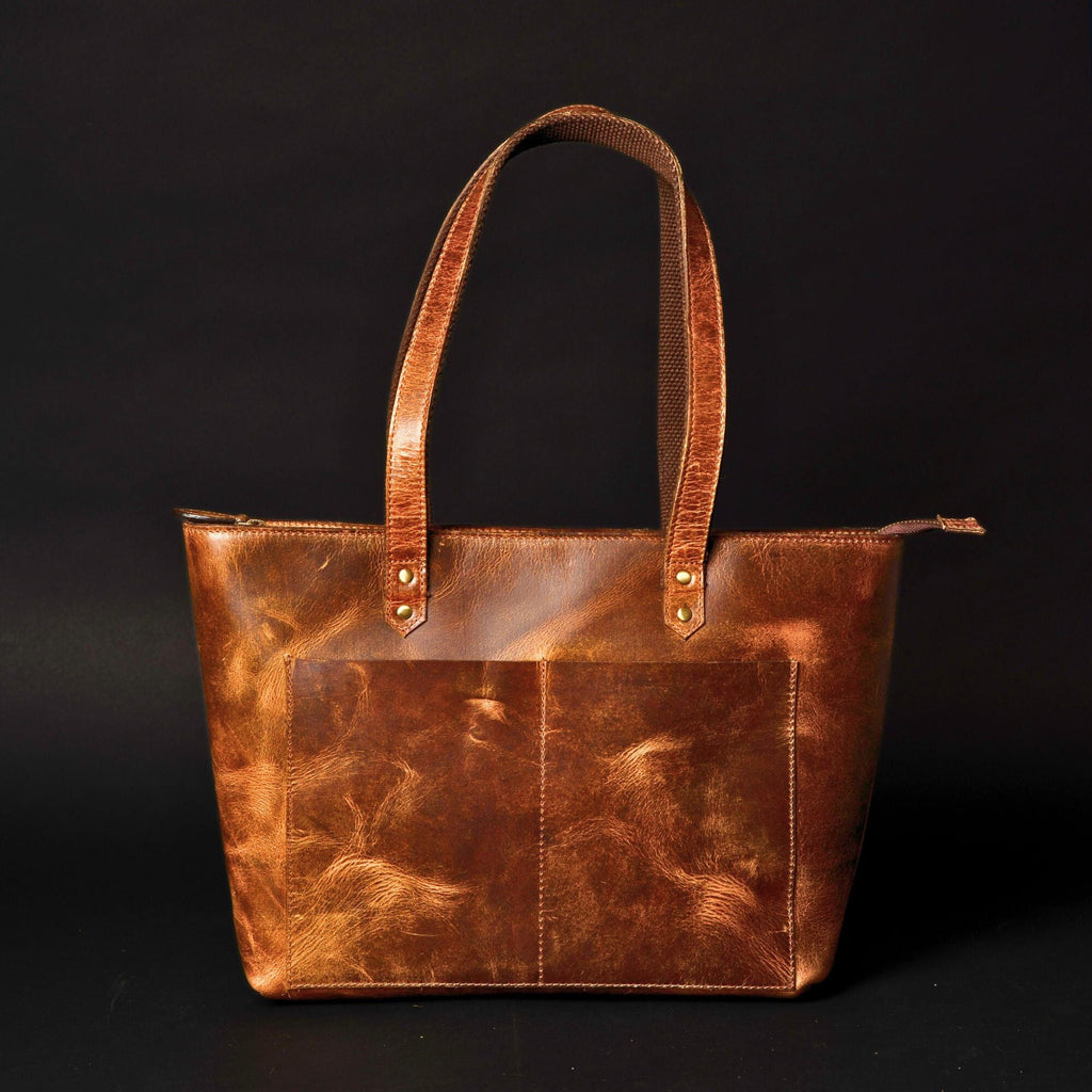 Sac fourre-tout en cuir Cognac classique