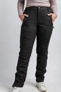 Pantalon femme taille haute noir V2, résistant à l'eau, pour l'aventure