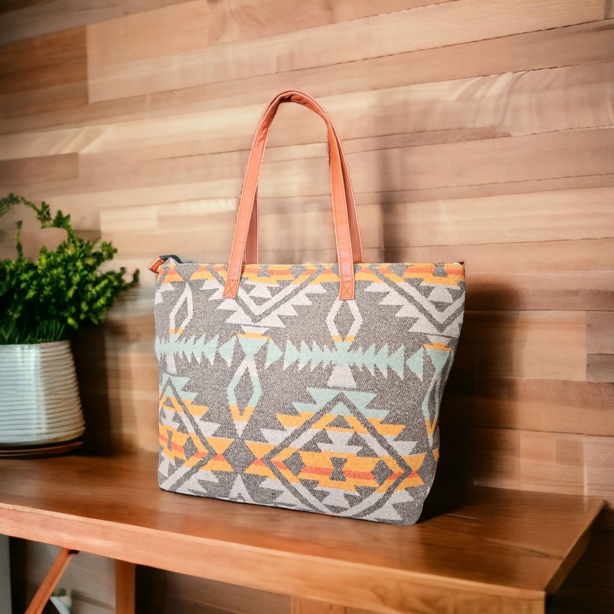 Sac fourre-tout gris et orange