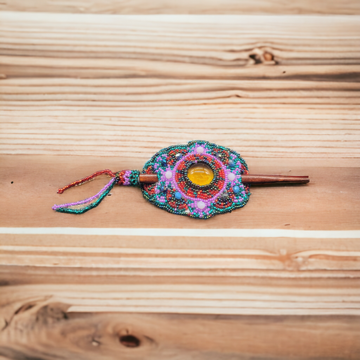 Barrette style amérindien, accent violet