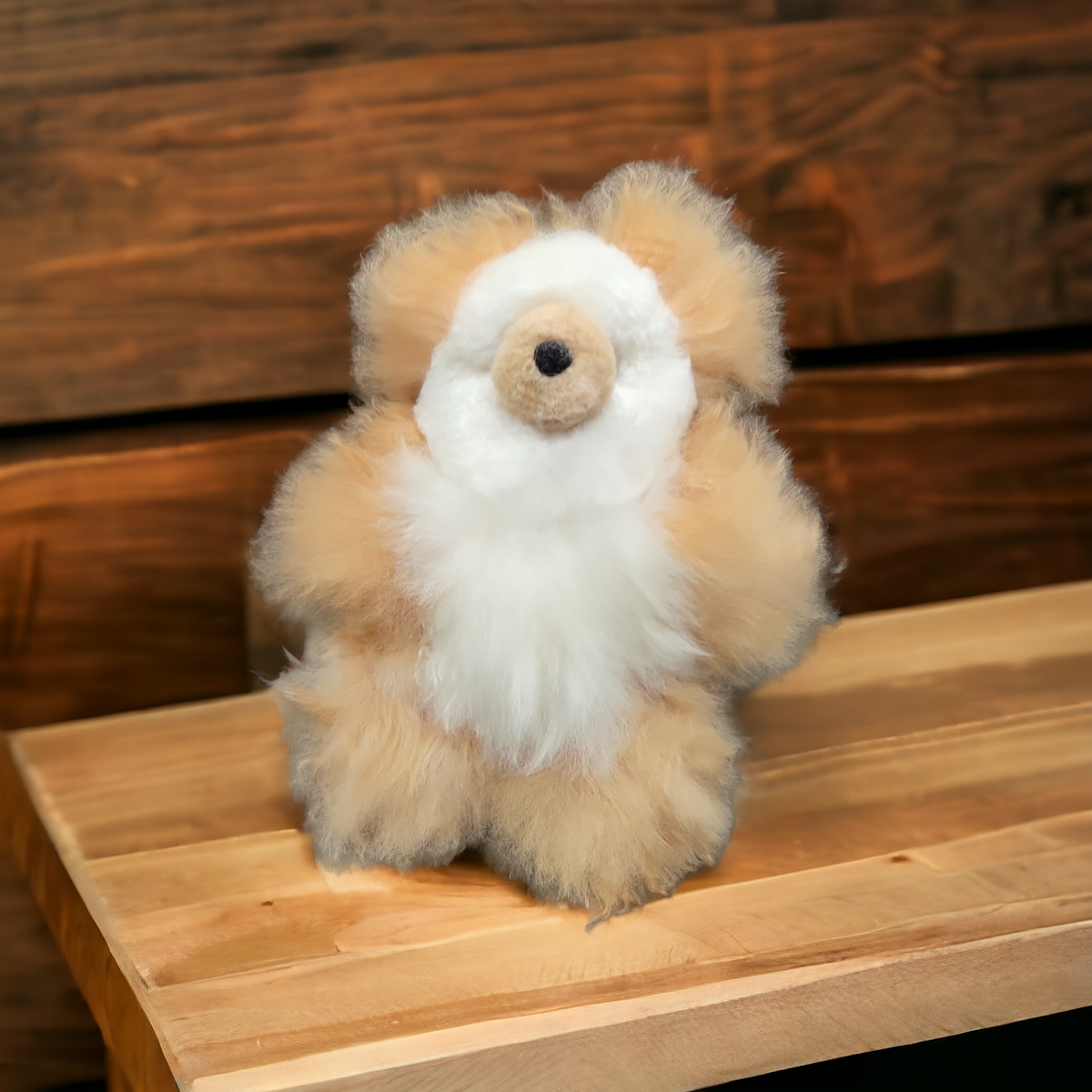 Ours en peluche alpaga blanc et marron