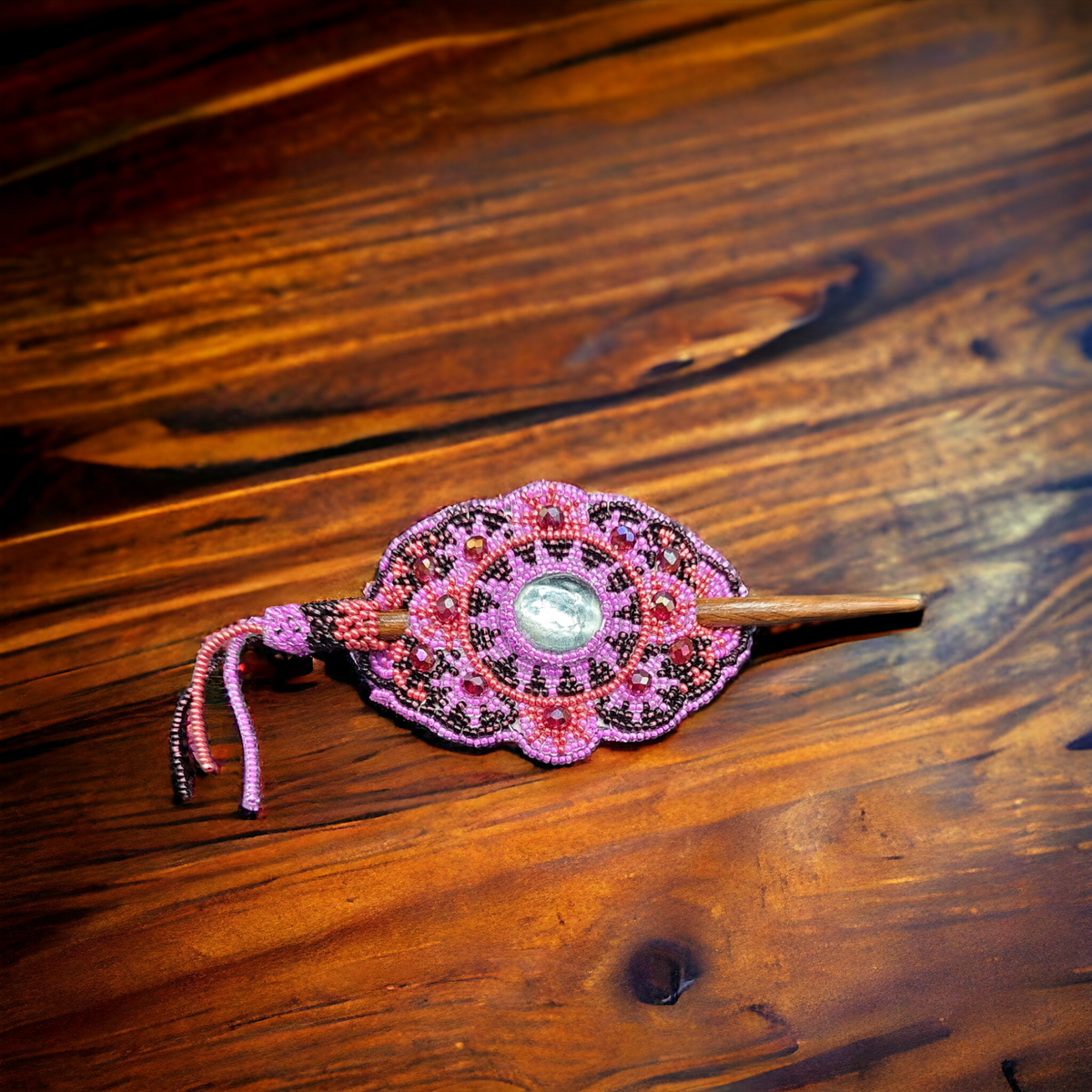 Barrette multicolore rose avec violet foncé (5)