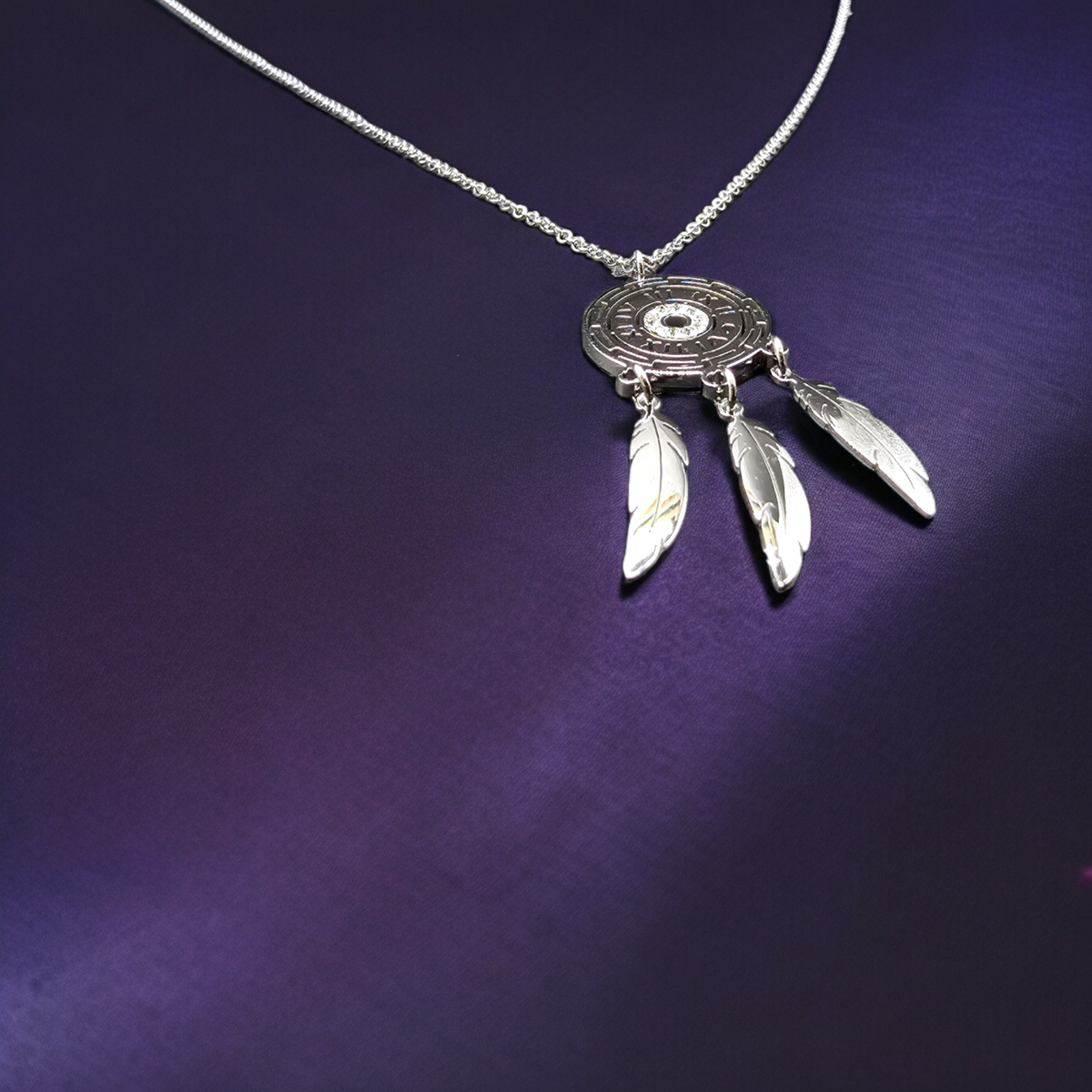 Pendentifs de collier attrape-rêves en acier inoxydable avec longue chaîne