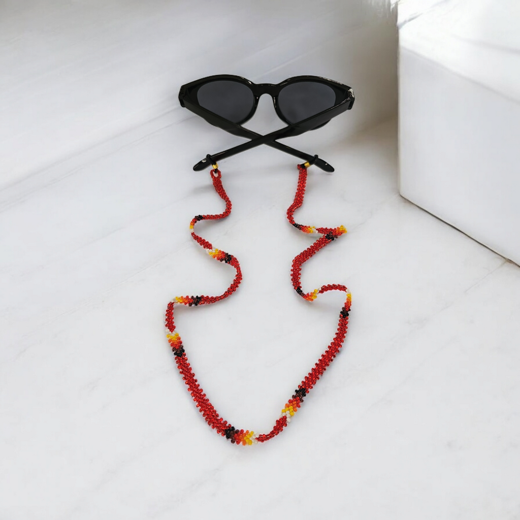 Chaîne de lunettes artisanale tissée à la main (rouge)