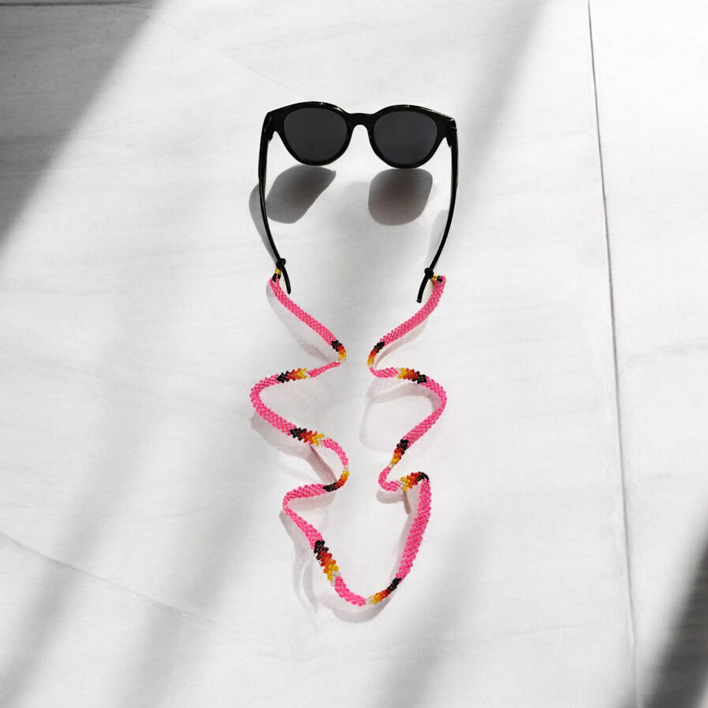 Chaîne à lunettes artisanale tissée à la main (rose)