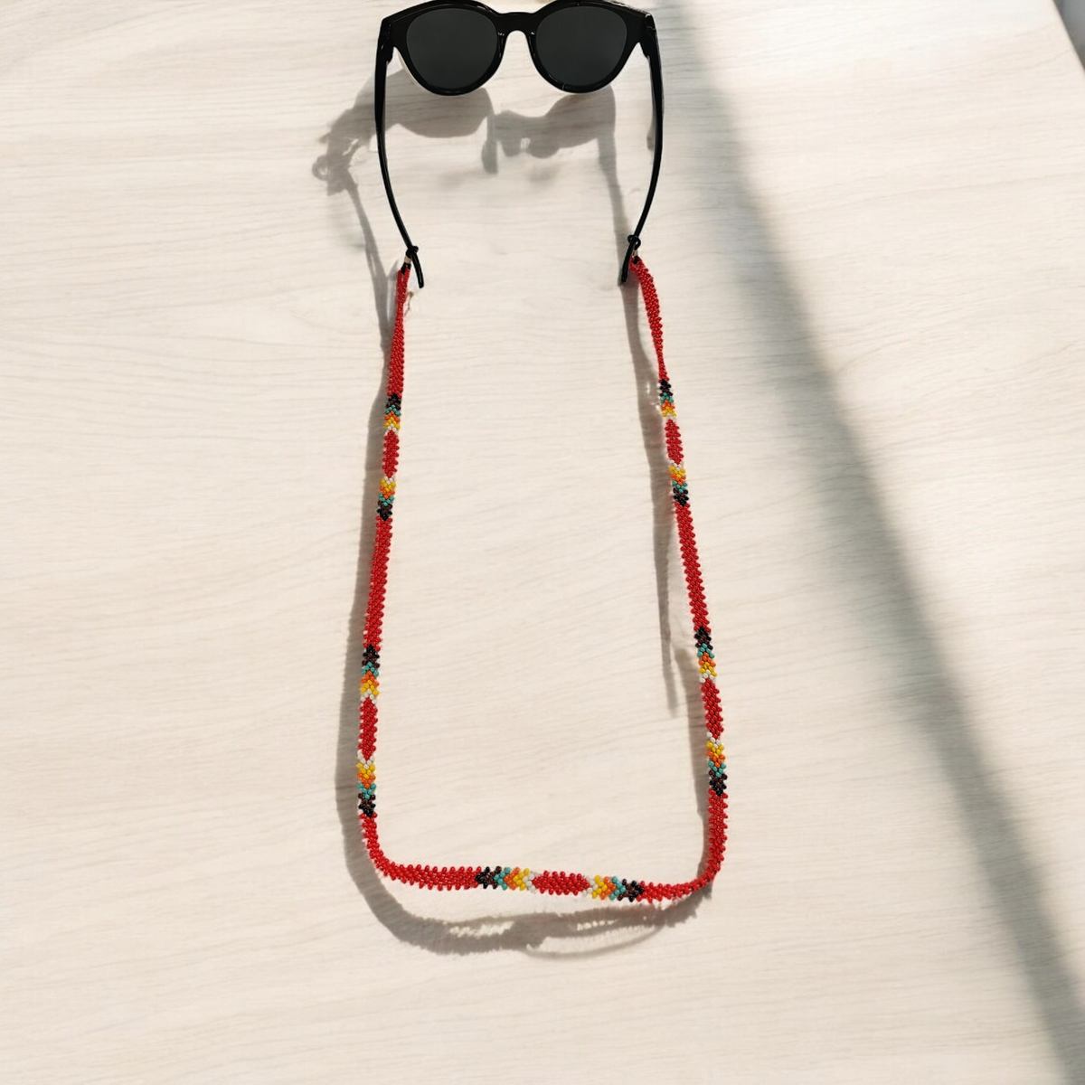 Chaîne de lunettes artisanale tissée à la main (rouge)