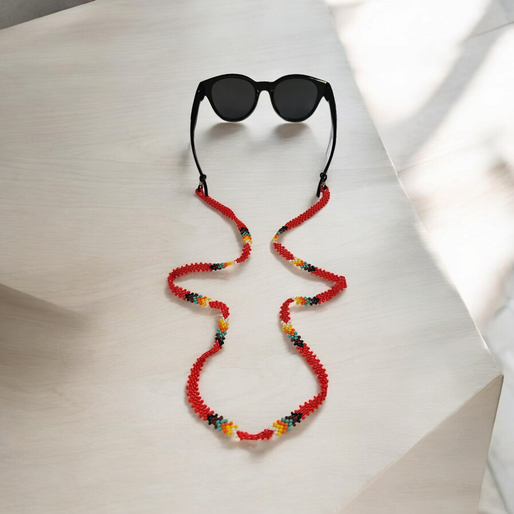 Chaîne de lunettes artisanale tissée à la main (rouge)