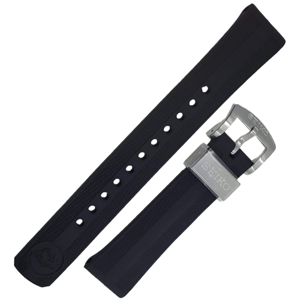 Bracelet en caoutchouc noir SEIKO OEM 20 mm | R03E011J0