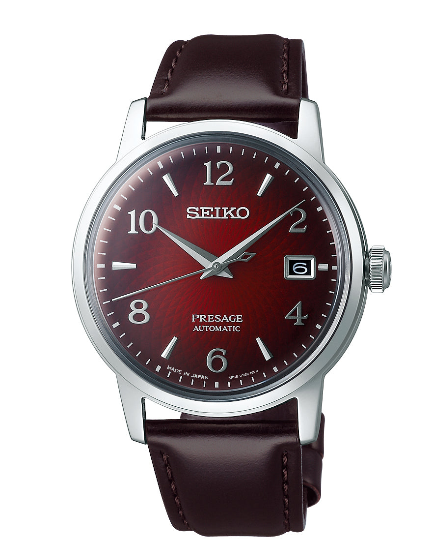 SEIKO Presage Cocktail Time Cuir Rouge Marron | SRPE41