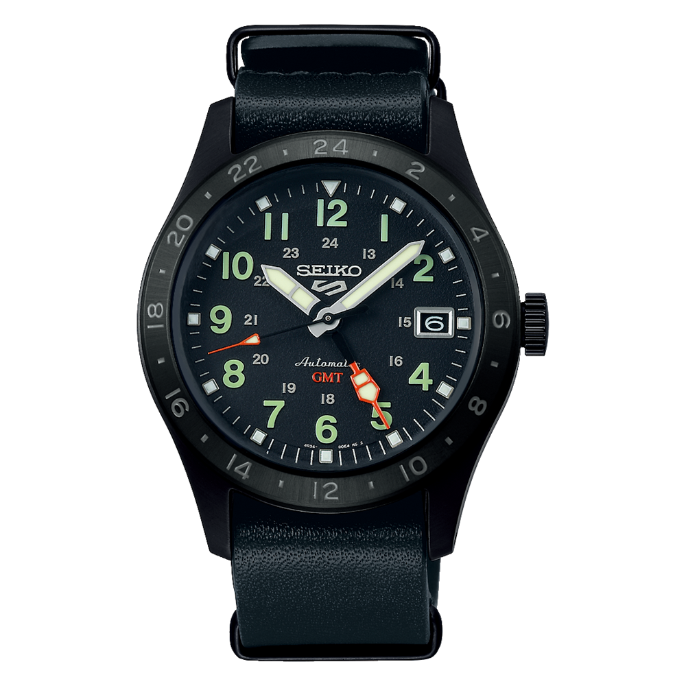 SEIKO 5 Sports Field GMT Cuir Noir | SSK025K1