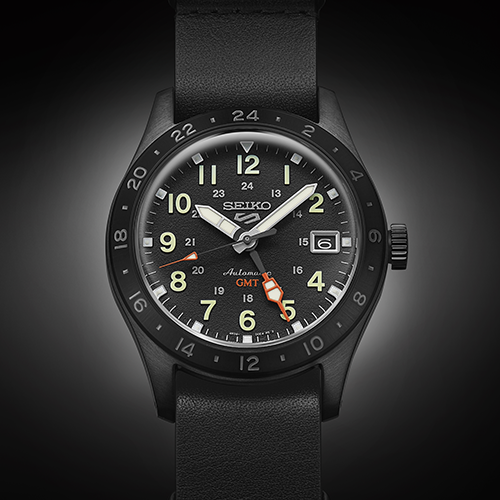 SEIKO 5 Sports Field GMT Cuir Noir | SSK025K1