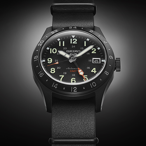 SEIKO 5 Sports Field GMT Cuir Noir | SSK025K1