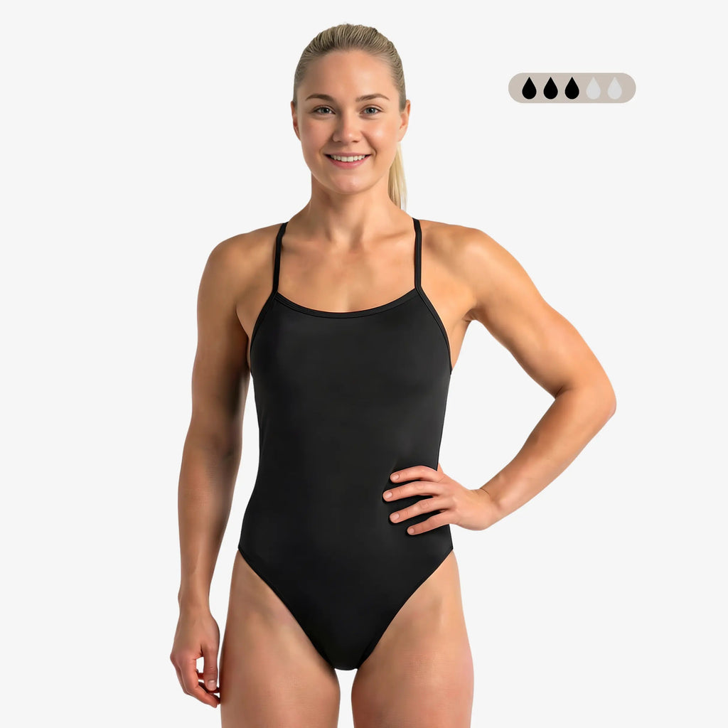Maillot de bain de règles une pièce à attaches SecureFlo Onyx par Norca