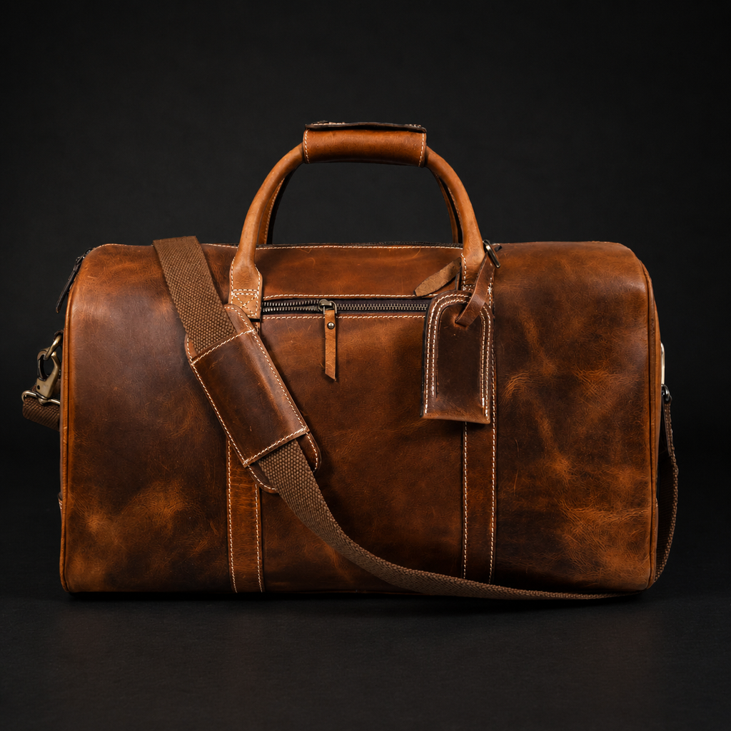 Le sac de voyage Wayfarer - Sac de sport classique en cuir pleine fleur couleur cognac