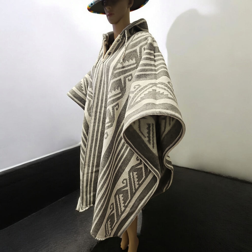 Ponchos gris en pure laine de lama