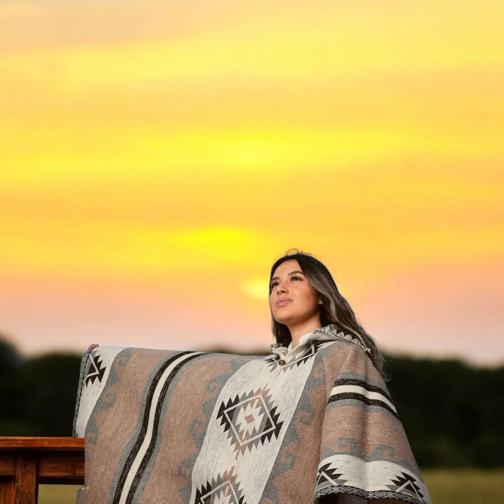 Ponchos beiges en pure laine de lama