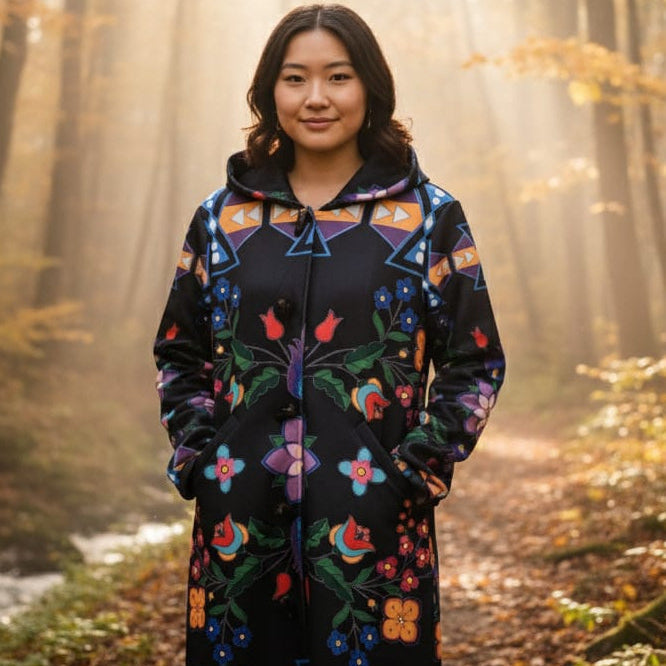 Manteau long à fleurs rose OLDTRIBES™