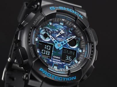 CASIO G-Shock Analogique-Numérique Camouflage Noir/Bleu | GA100CB-1A