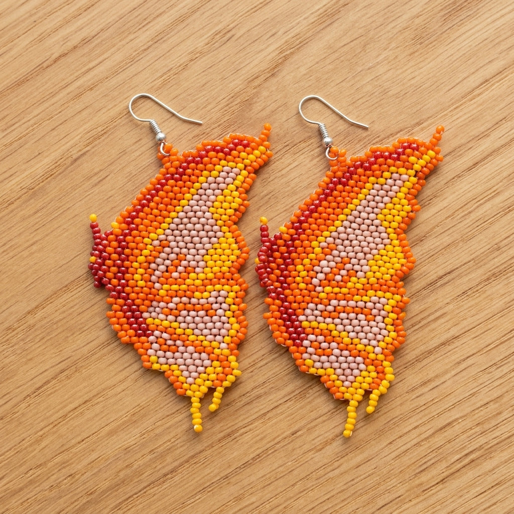 Boucles d'oreilles perles Plume de flamme
