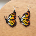 Red & White Butterfly Beaded Earrings