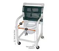 120HL Ezee Life PVC Wheeled Shower Commode Chair - 18x18 Fixed Arms, Lightweight Rolling Commode for Home & Institutional Care