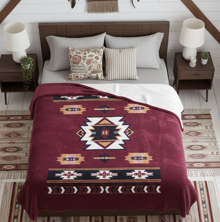 Couverture polaire de luxe ultra douce Navajo Marron
