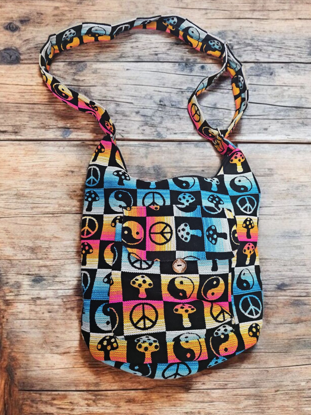 Sac bandoulière OLDTRIBES™ hippie coucher de soleil / noir