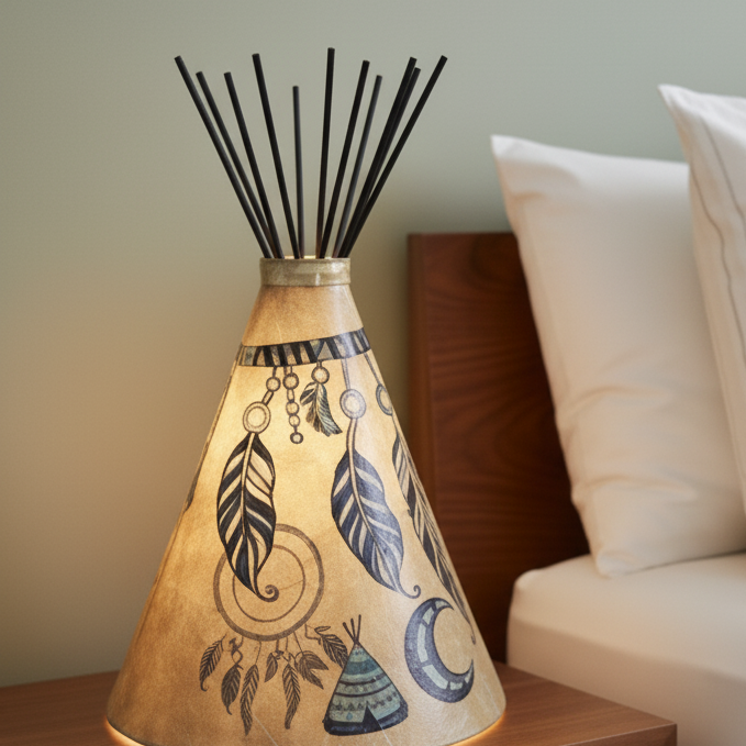 Lampe de table Tipi en plumes