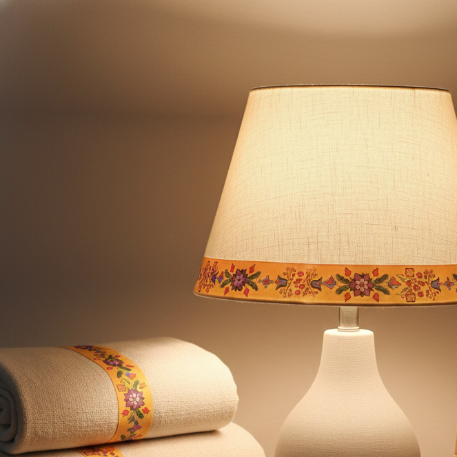 Rouleau de ruban floral double face orange