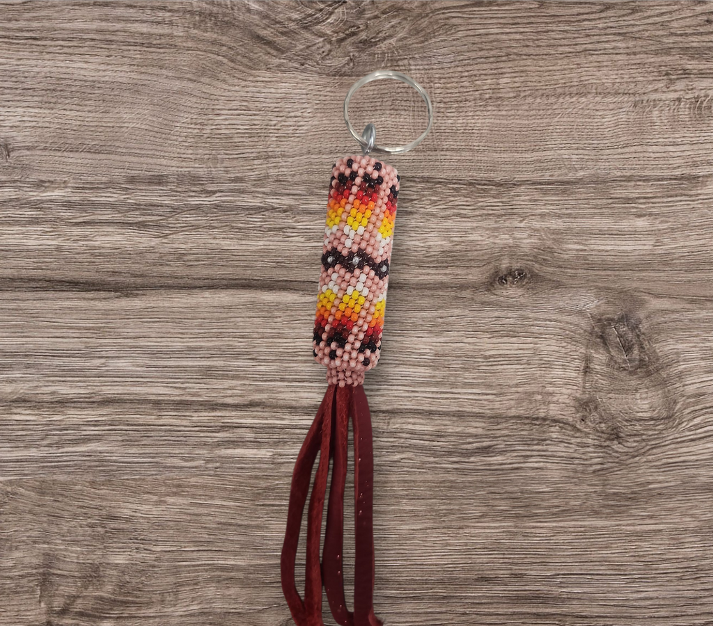 Porte-clés perlé rose OLD TRIBES™