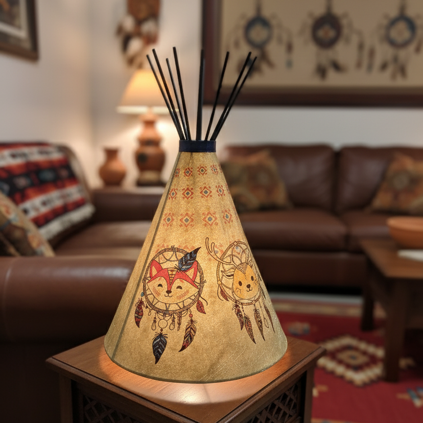 Petite lampe tipi attrape-rêves