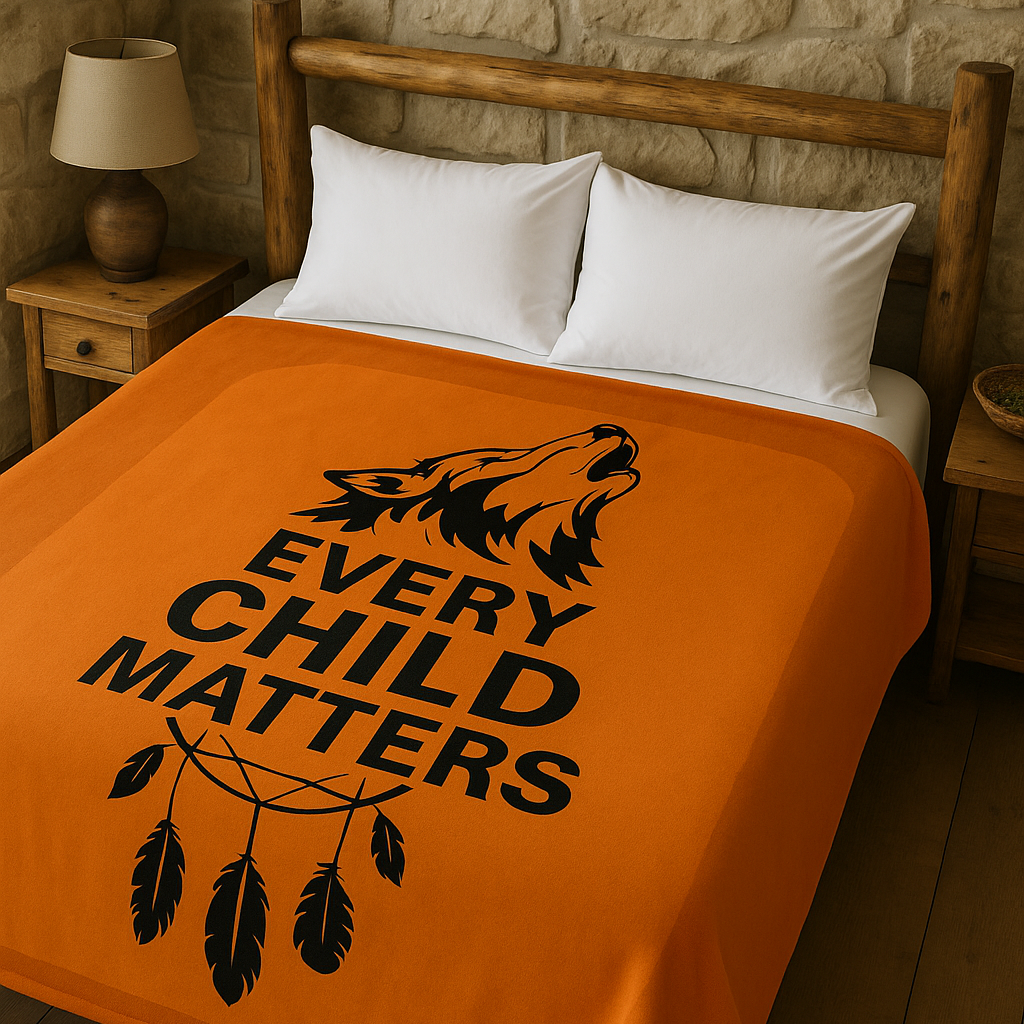 COUVERTURE PELUCHE LUXUEUSE ULTRA DOUCE (chaque enfant compte loup hurlant
