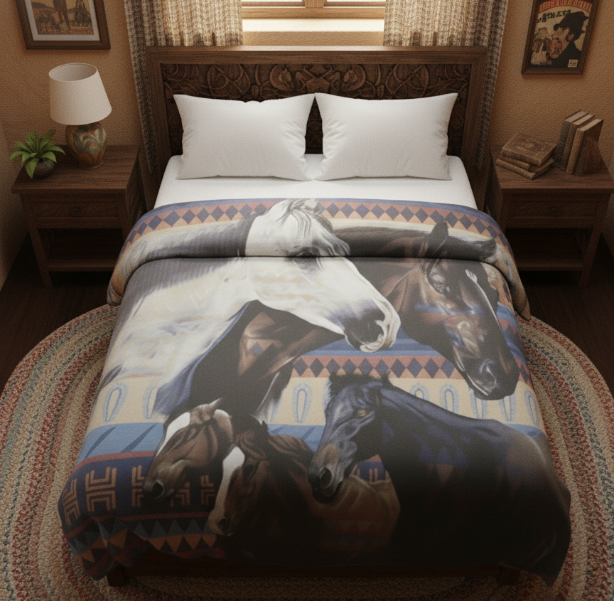 COUVERTURE ULTRA DOUCE DE LUXE CHEVAL (Esprit d'amour)