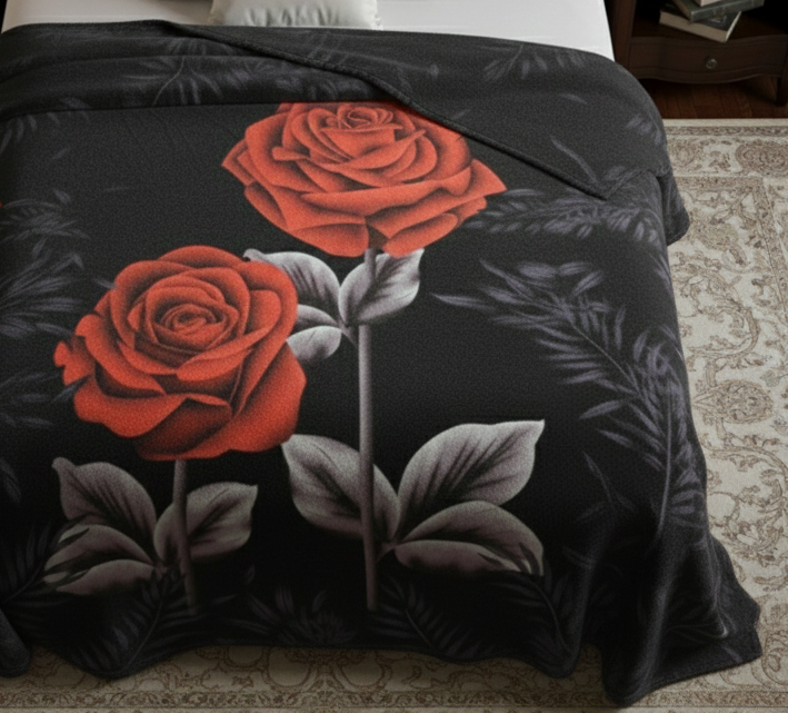 Couverture polaire Roses de minuit