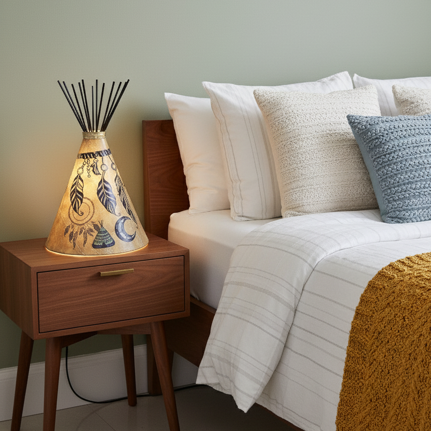 Lampe de table Tipi en plumes