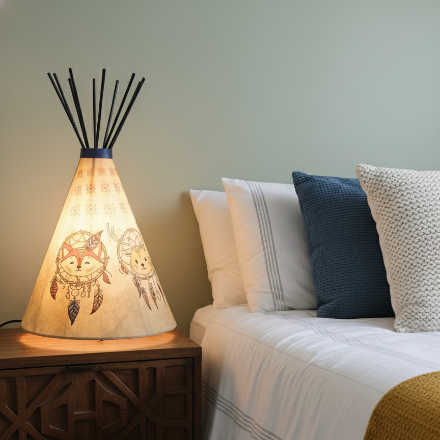 Petite lampe tipi attrape-rêves