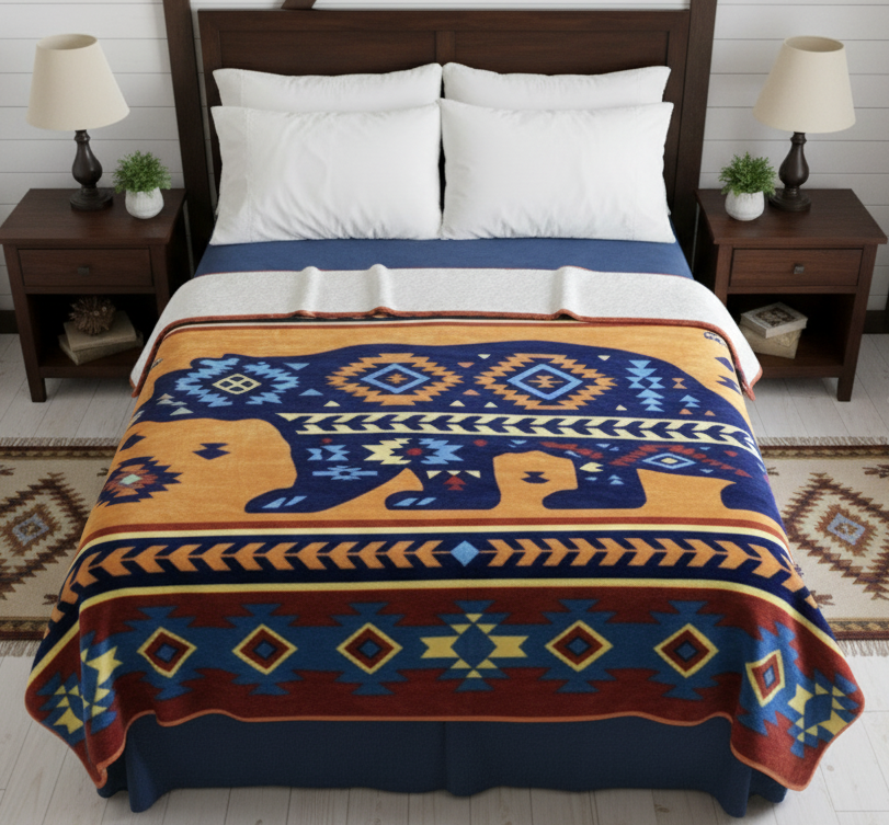 COUVERTURE DE LUXE ULTRA DOUCE EN PELUCHE (Ours Navajo)