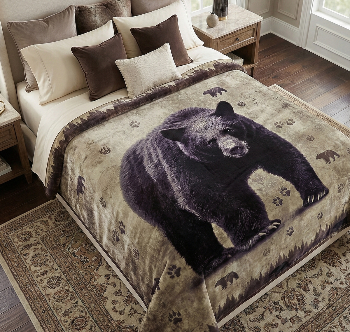 Couverture en peluche Ours noir sauvage