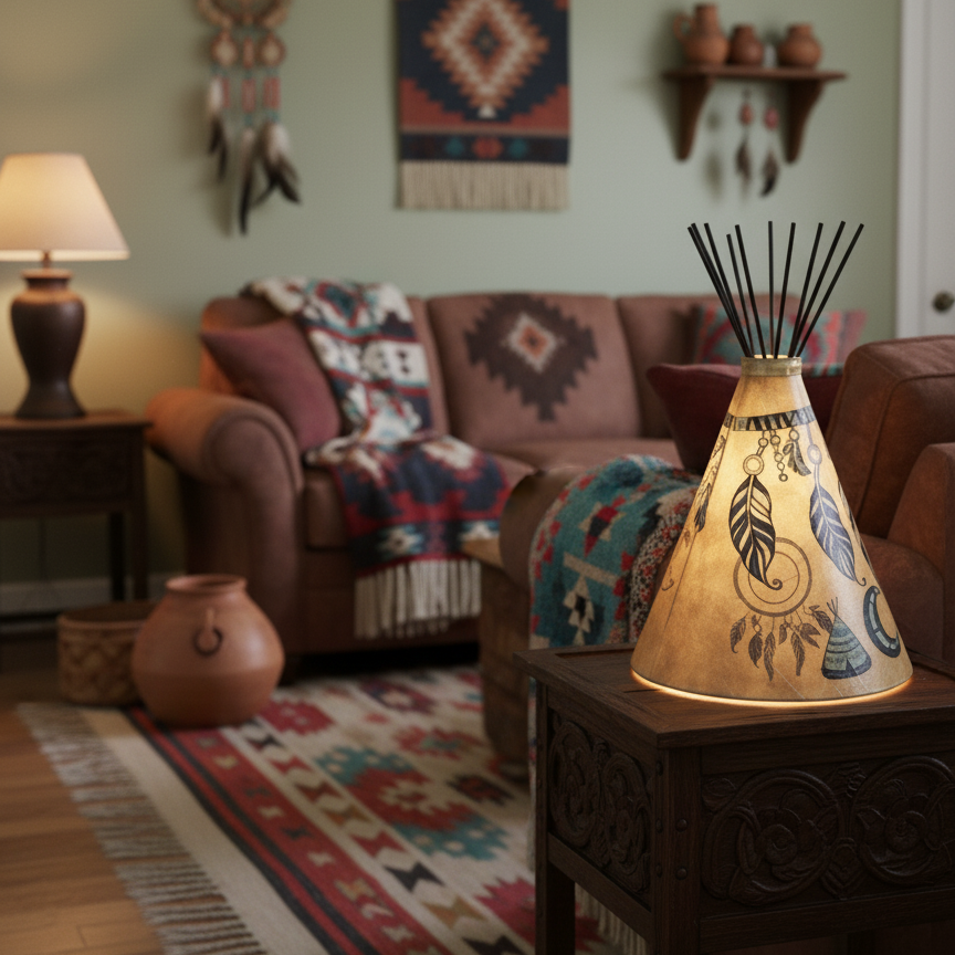 Lampe de table Tipi en plumes