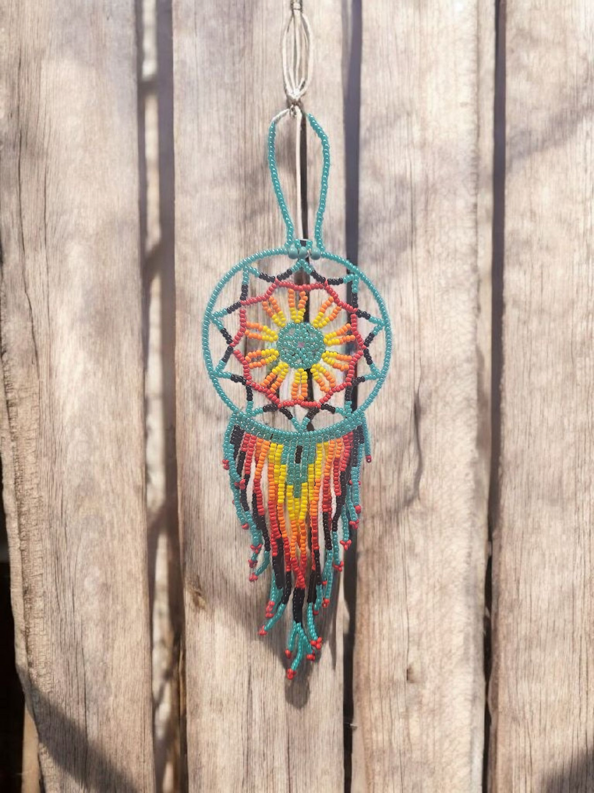 Attrape-rêves fait main en perles célestes, couleur turquoise