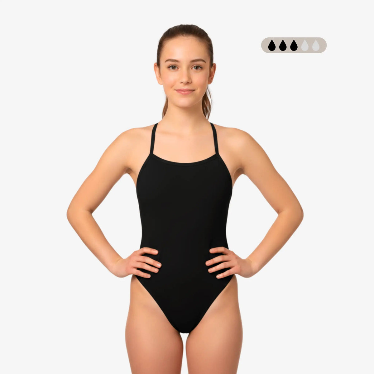 Maillot de bain de règles une pièce à attaches SecureFlo Onyx par Norca