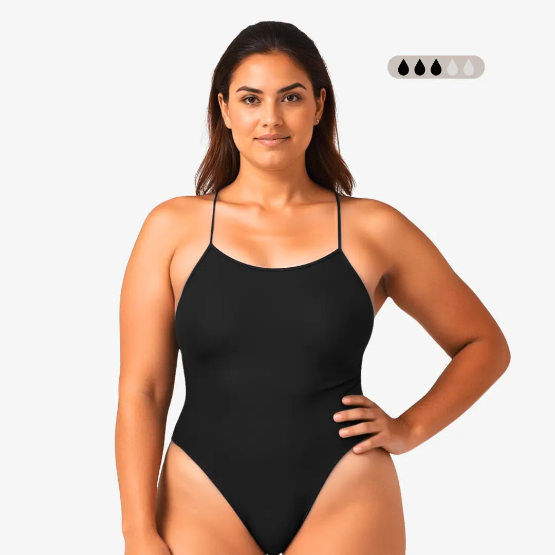 Maillot de bain de règles une pièce à attaches SecureFlo Onyx par Norca